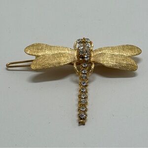 JHS, Gold And Crystal Dragonfly Hair Barette